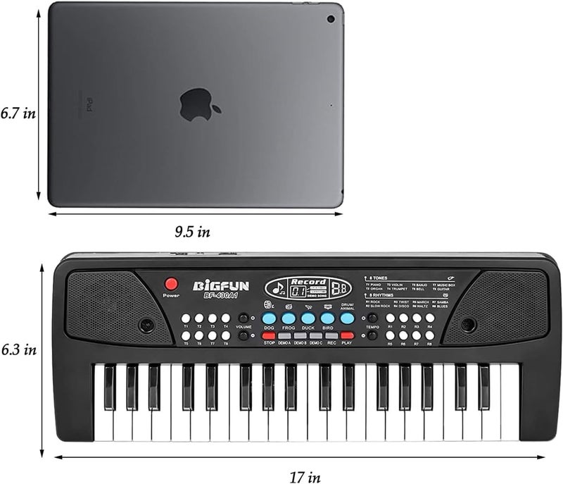LEEQE Black 37 Keys Kids Piano Keyboard, Portable Electric Musical Instruments Piano with Microphone, Learning Educational Gifts Toys for Age 3 4 5 6 7 8 9 Years Old Boys Girls Toddlers - Image 2